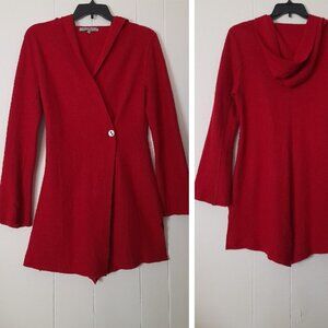 Emil Rutenberg Size 6 Wool Blend Red Hooded Wrap Long Sleeve Asymmetric …